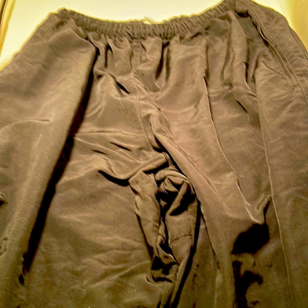 Army Issue Black Elastic Waist Exercise Pants  XL/L Heavyweight Nylon - Lined